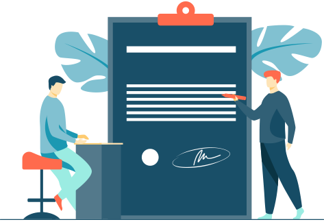 Illustration of two people preparing a list of things to do for a new project.