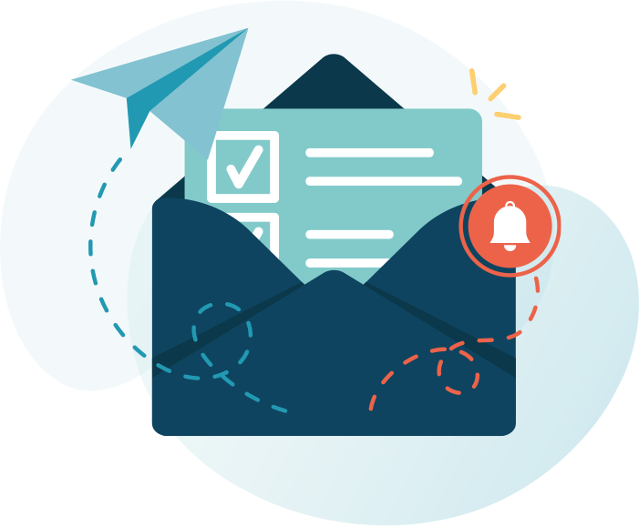 email-communications-client Illustration of a letter coming out of an envelope to indicate communication