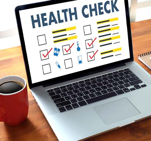 Health check tick boxes on a monitor.