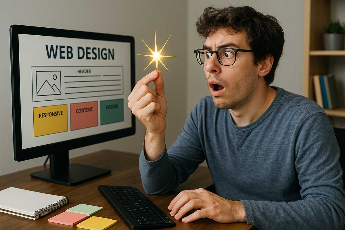 Web designer distracted by a shiny light